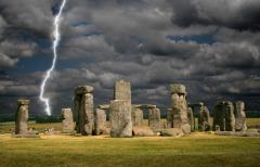Stonehenge View With Lightning in Wiltshire, England